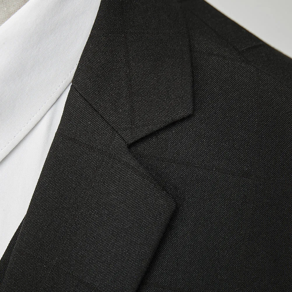 Men's slim fit three-piece business casual suit in cotton blend fabric with vest, jacket and trousers
