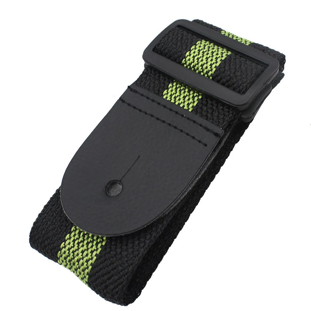 Woven musical instrument strap for guitar or ukulele in army green colour.