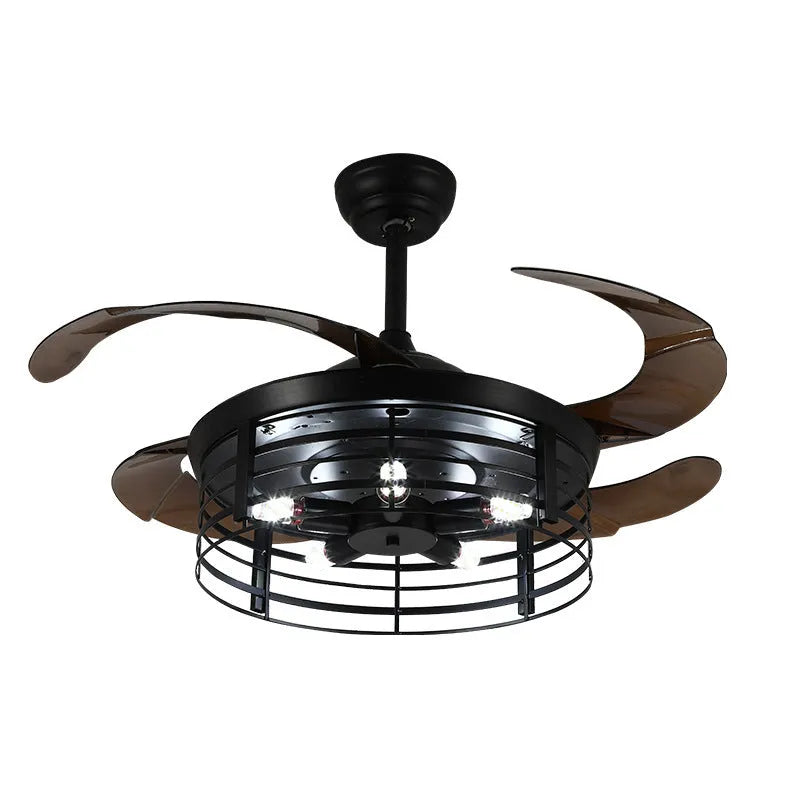 42-inch industrial retro ceiling fan lamp with invisible blades and integrated light fixture