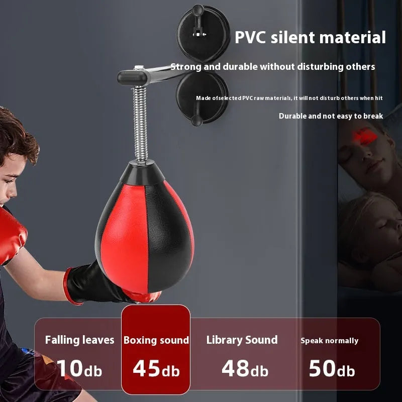 Pear-shaped boxing training ball with double suction cup mounting system for home fitness training