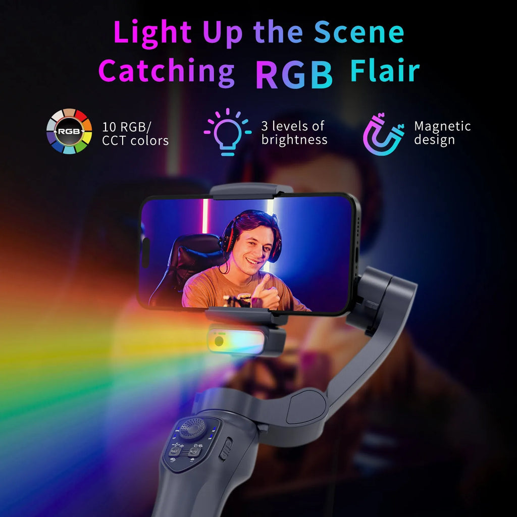 RK series foldable handheld stabiliser head in gun colour with USB charging port