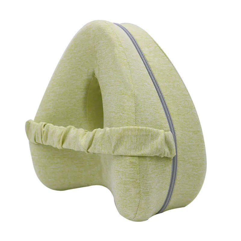 Heart-shaped memory foam leg pillow in dark blue jacquard colour, 25x23x13cm dimensions