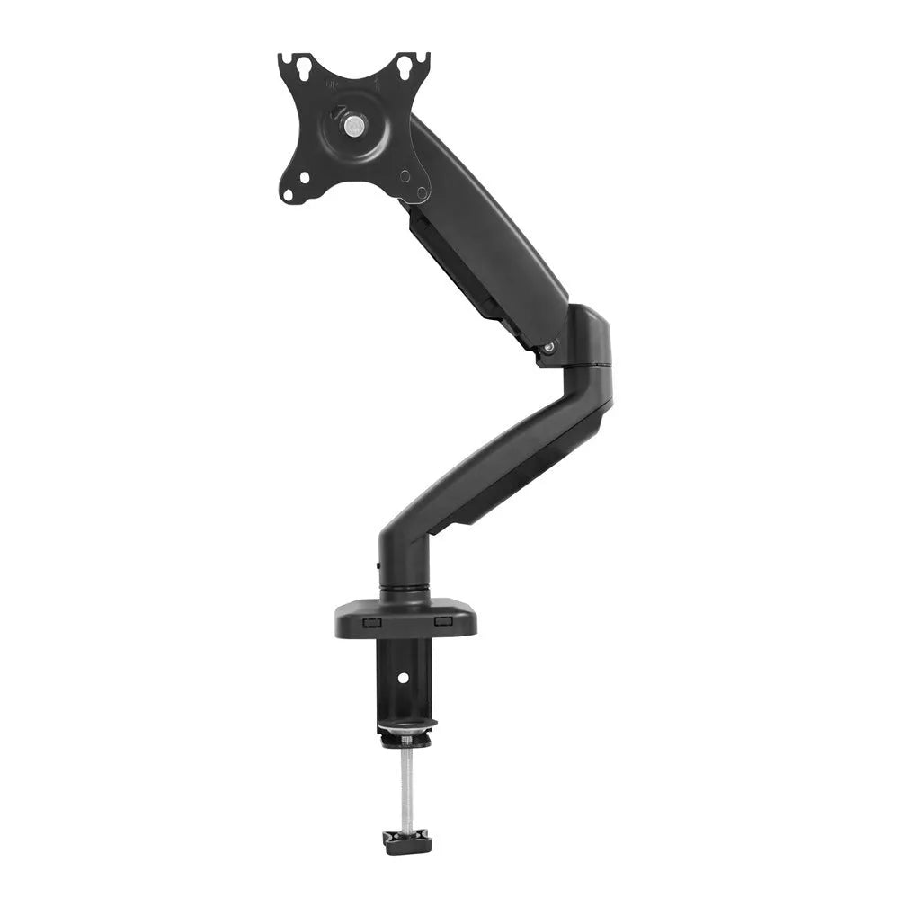 Black rotating telescopic LCD screen bracket on table with adjustable height and angle
