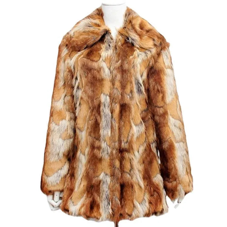 Women's tiger pattern faux fur slim leather jacket on a hanger