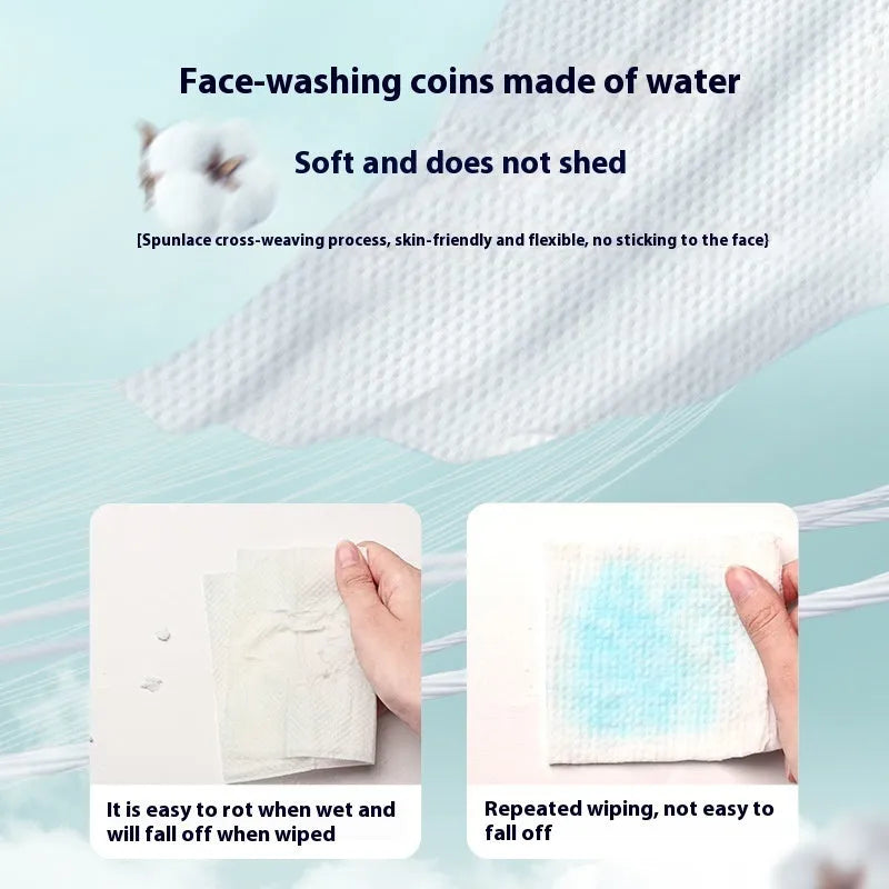 A roll of disposable soft white face cloths made from viscose and polyester blend.