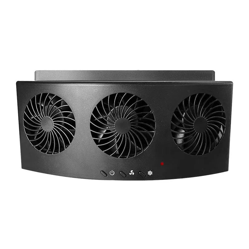 Black and white USB-powered car ventilation fan for dashboard mounting with 1.5m cable