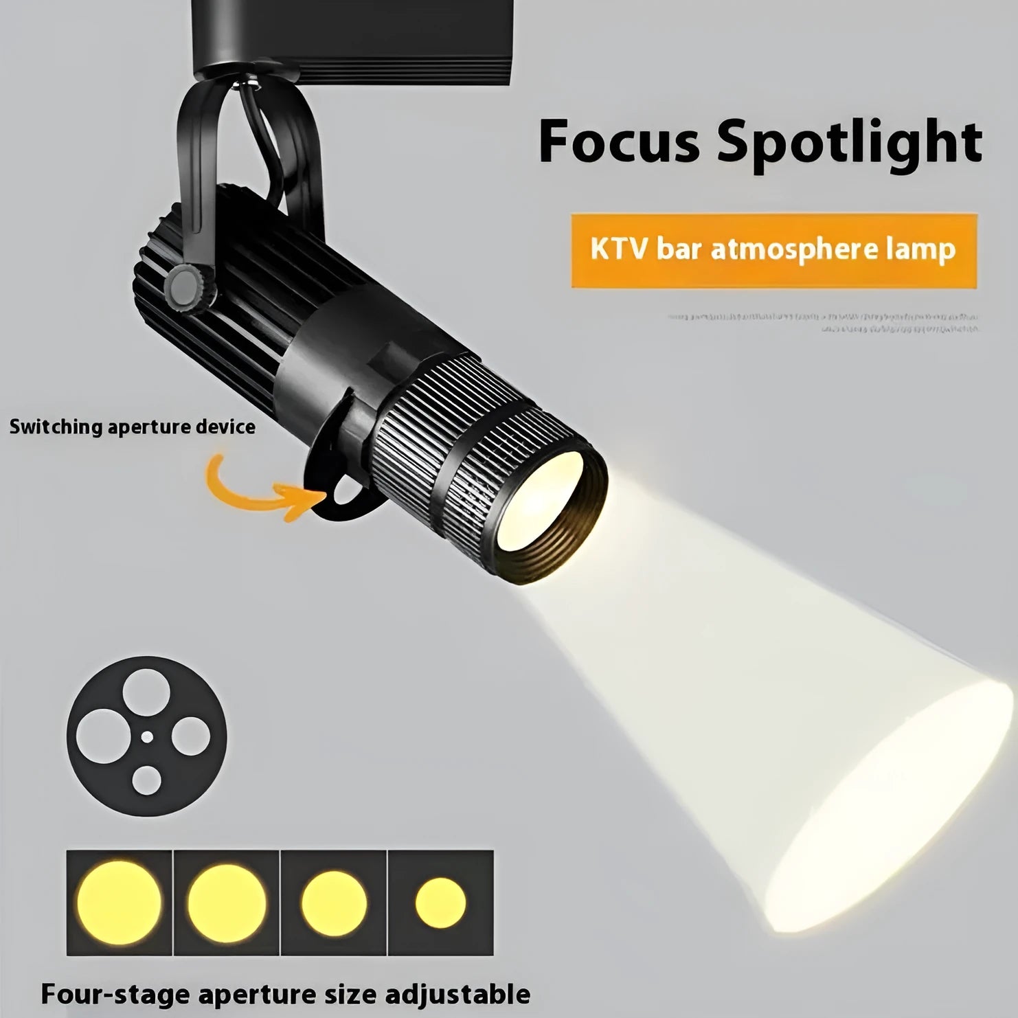 Black surface-mounted LED spotlight with aluminium housing for restaurant atmosphere lighting
