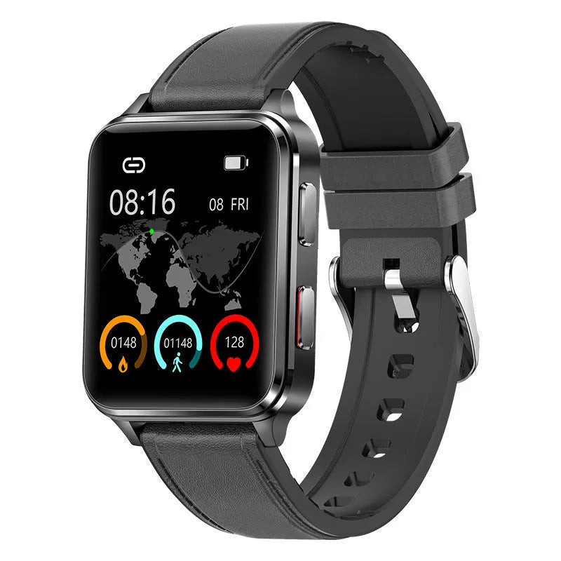 Multi-sport watch with heart rate monitoring on wrist showing 1.70-inch screen with fitness data display