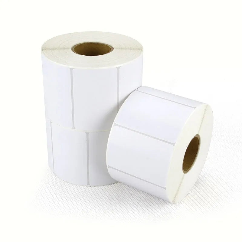 Roll of white thermosensitive paper labels for thermal printing, 40x40mm size