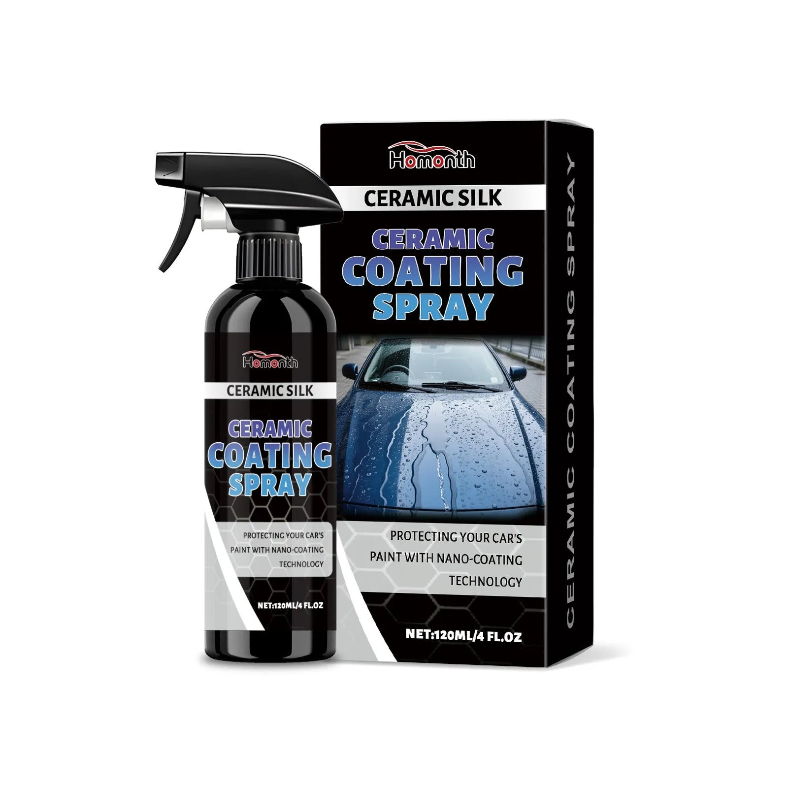 Ceramic coating spray bottle 120ml for vehicle paint protection with polytetrafluoroethylene formulation