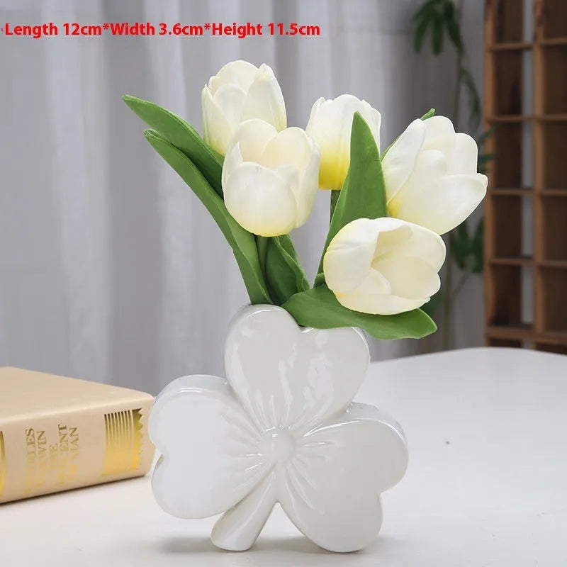 European-style ceramic vase in white porcelain available in pink, red, light green, and white colours