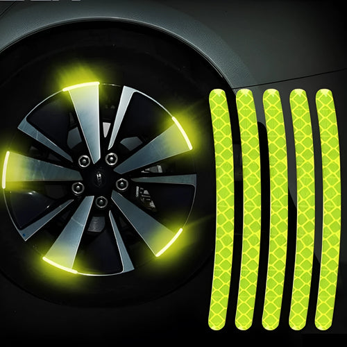 20-piece set of arc-shaped PVC reflective stickers for car wheel hubs in multiple colour options