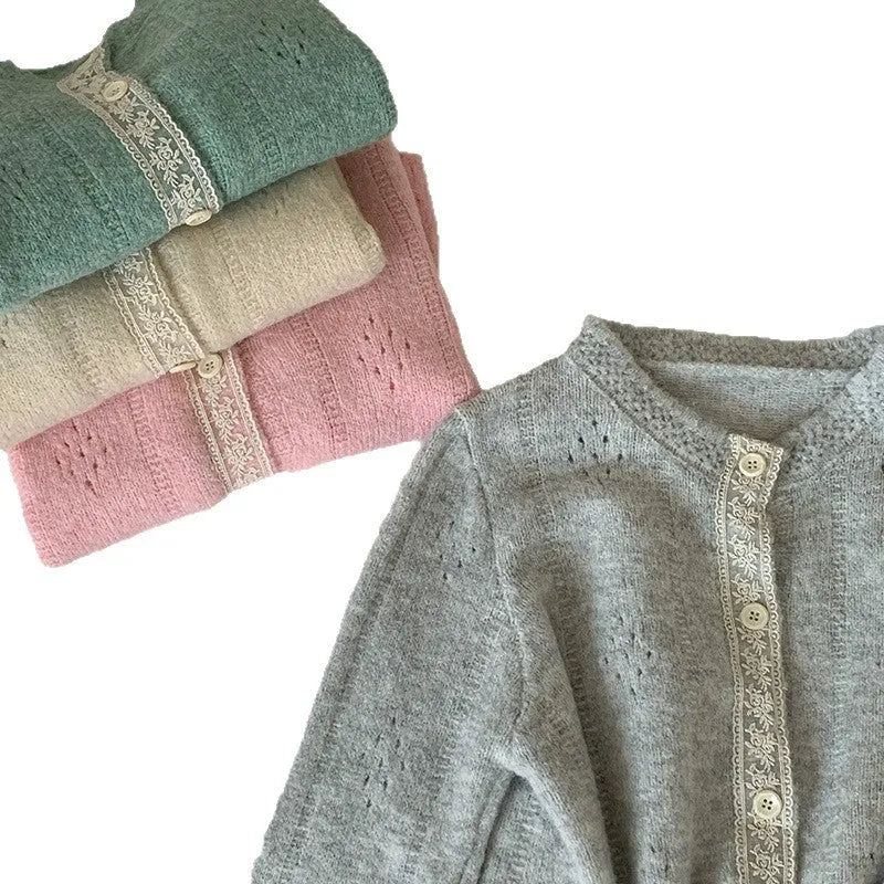 Korean artistic retro style sweater coat in viscose fibre fabric with loose fit and cardigan design