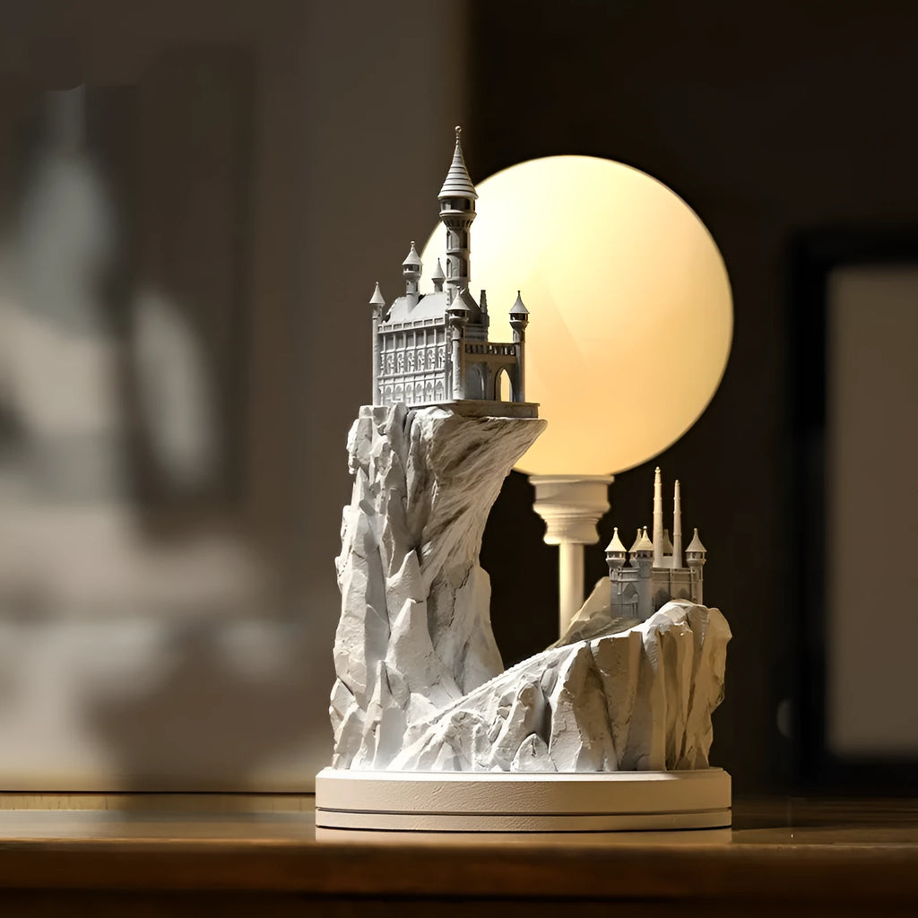 White composite gypsum table lamp with wire control switch for bedroom night light function