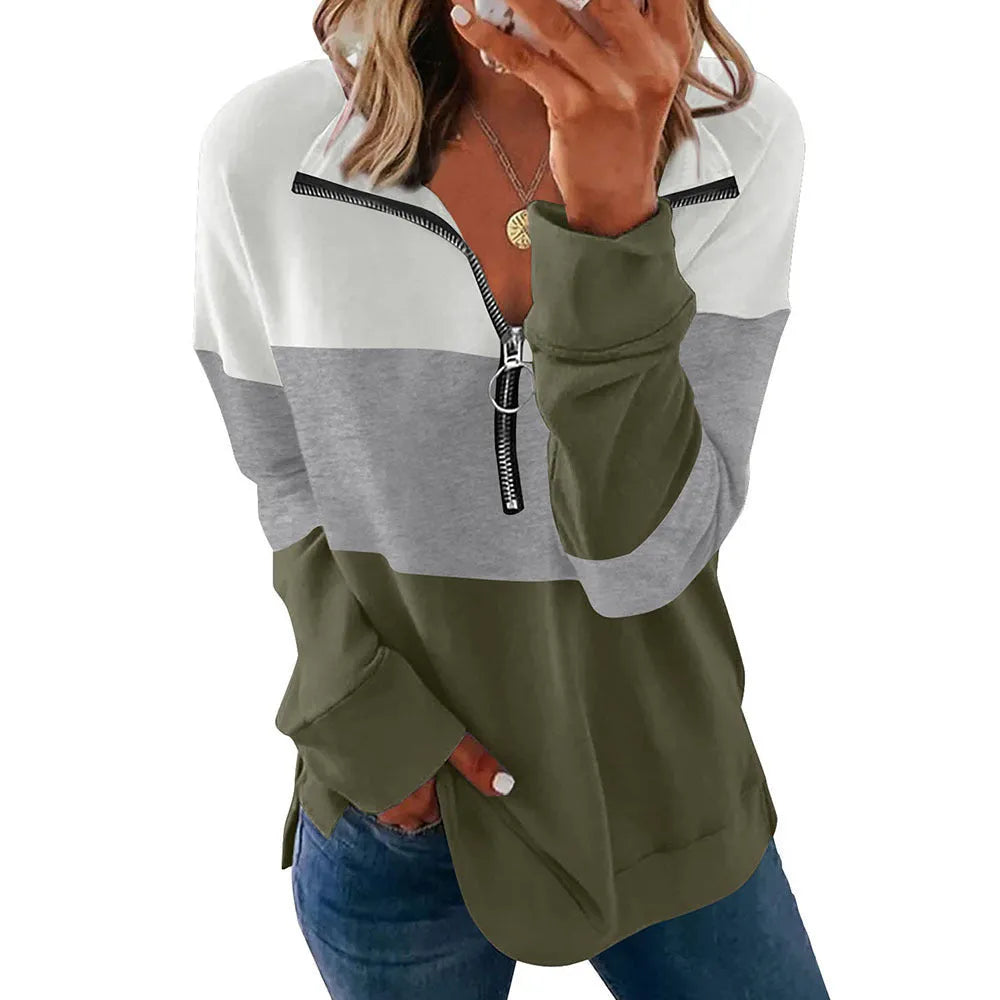 Women's loose fit leopard print long-sleeved sweater in polyester fabric on hanger