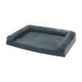 Light grey foldable cloth kennel for a large dog, showing its rectangular shape and raised sides.
