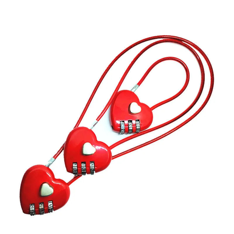 Peach heart shaped cable lock with a long steel rope in a choice of colours.