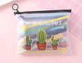 Set of twenty 0.5mm black pens with cactus cartoon designs inside a matching plastic pen case.