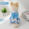 Orange bow floral butterfly knot ultra-thin polyester dress on a small dog.