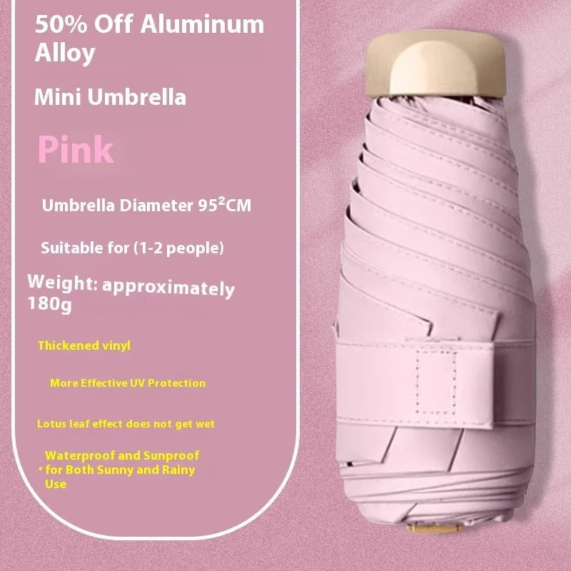 Compact five-fold umbrella with gradient vinyl canopy and alloy frame in various colours.