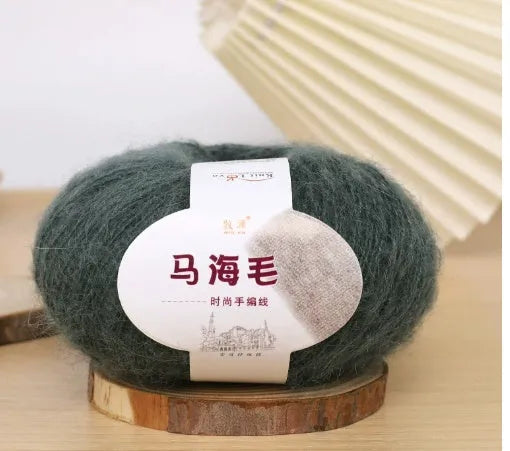 Mohair wool ball for DIY scarf kit with 34 colour options including white, grey, pink and blue