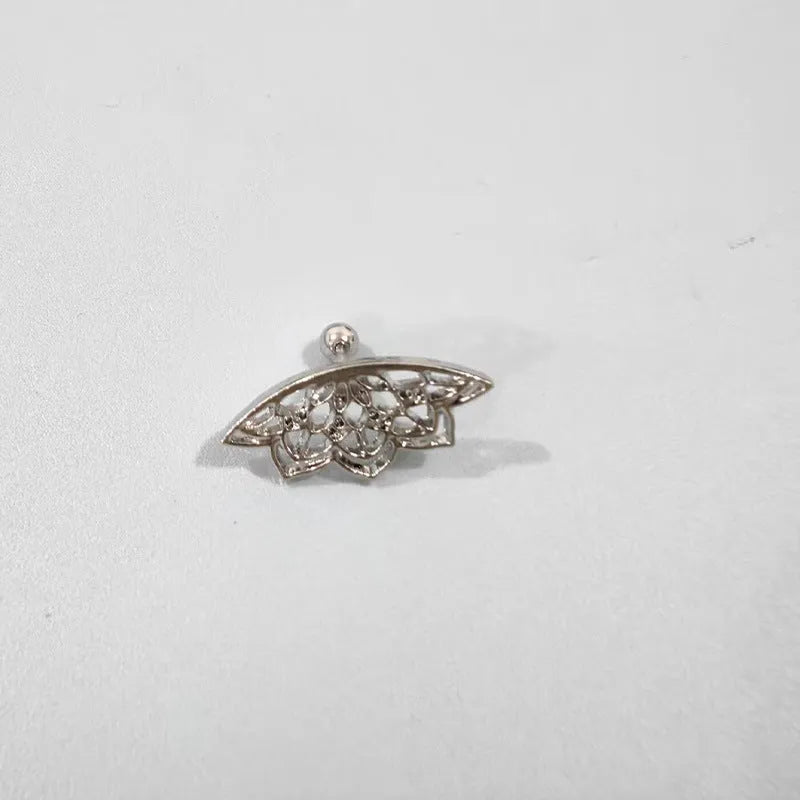 Geometric spider web stud earrings in gold and silver electroplated metal finishes
