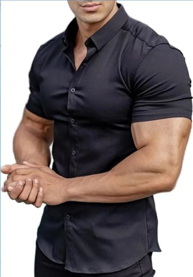 Men's casual short sleeve printed shirt with collar in multiple colour options