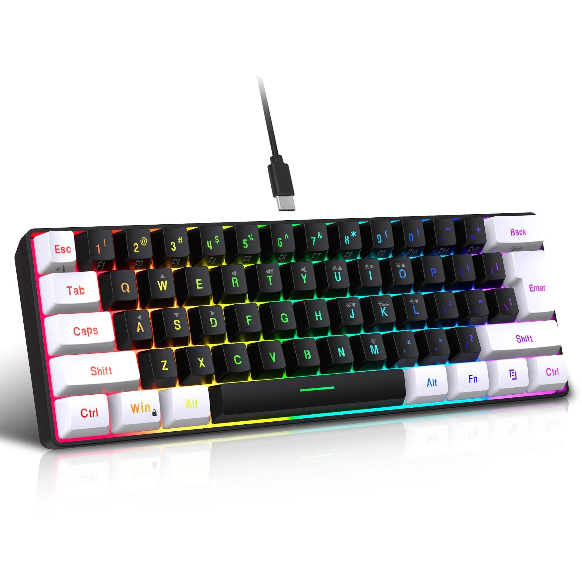 Wired 61 key membrane keyboard with USB cable in white and black colour option