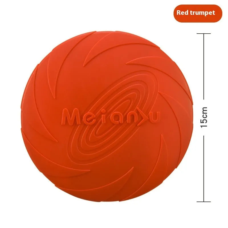 Soft rubber dog frisbee flying disc toy in blue, green or red colours available in three sizes