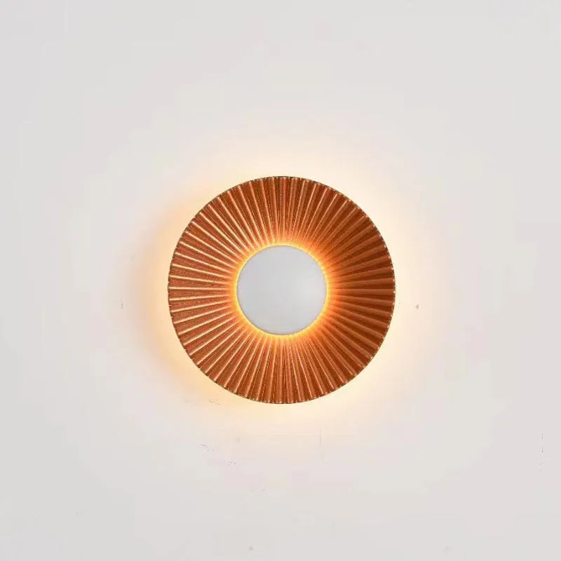 Round wall lamp with aluminium shade in multiple colour options including white and gold combinations
