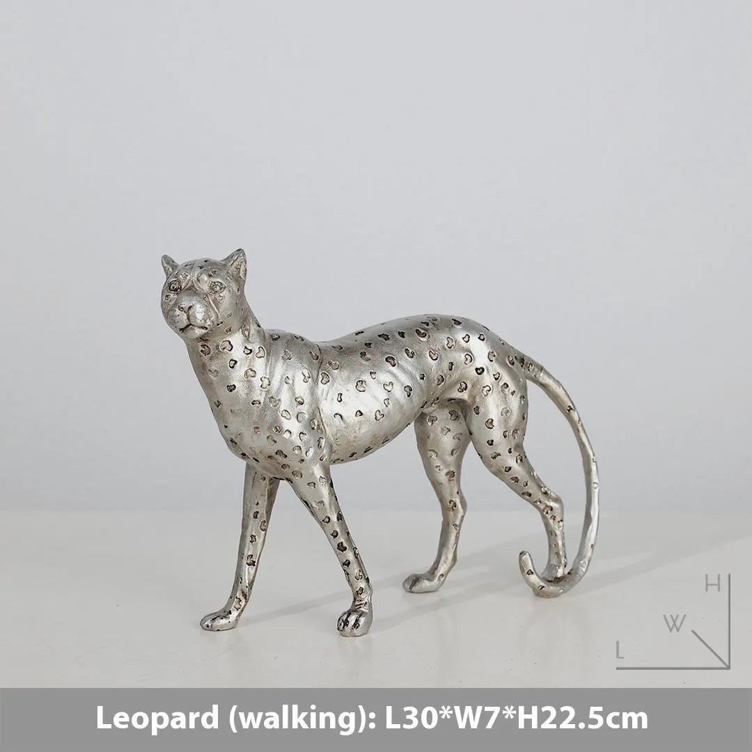 Modern American Leopard resin ornament in large, small, and walking posture variants.