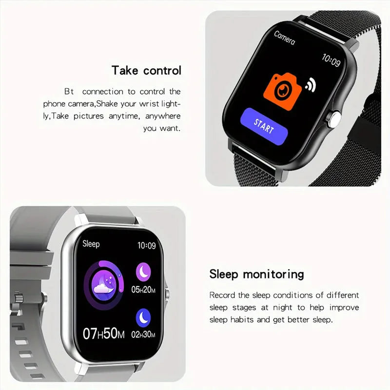 Smart watch with colour touch screen and silicone strap, showing Bluetooth call interface.