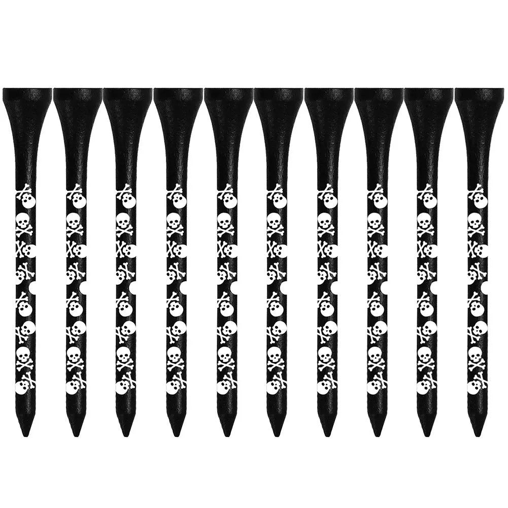 Black skull print bamboo golf dowel pins in 70mm and 83mm lengths for spike replacement