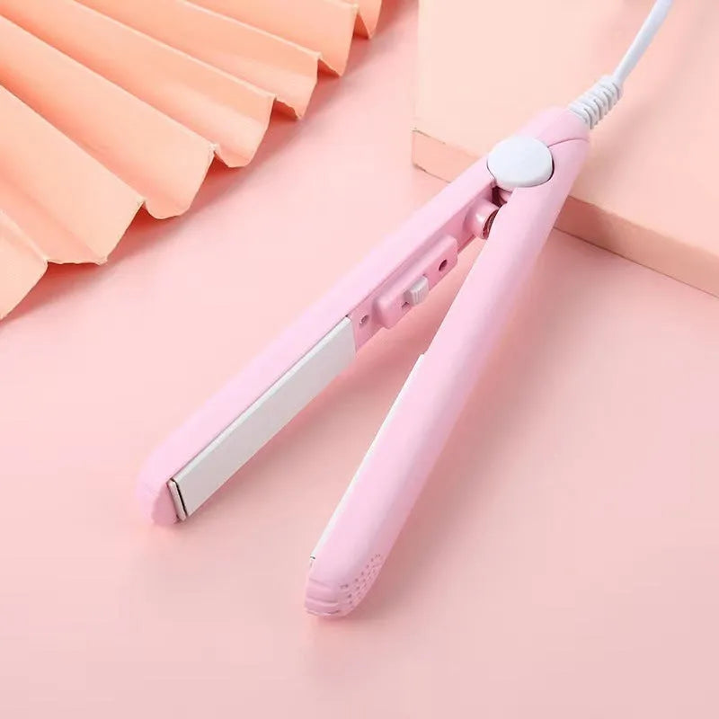 Mini hairdressing splint hair straightener in chosen colour with storage box and clip for bangs styling