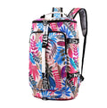 Waterproof nylon gym backpack with combination lock showing shoe compartment and multiple pockets