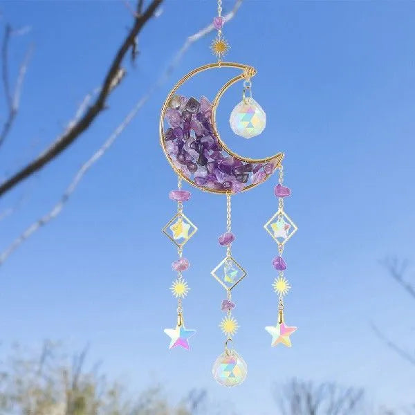 K9 crystal moon car pendant on 420mm chain in blue colour option