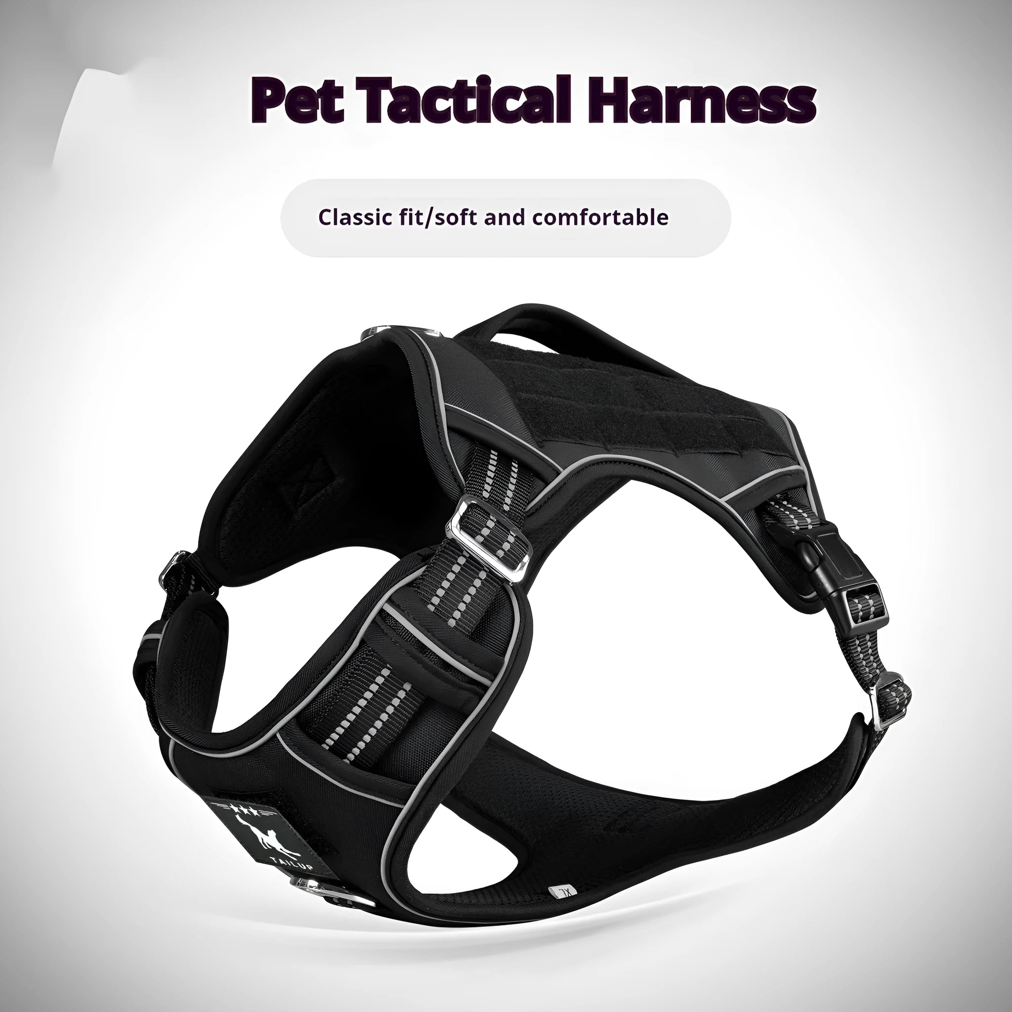 Tactical dog chest strap harness in Oxford cloth for search and rescue patrol working dogs