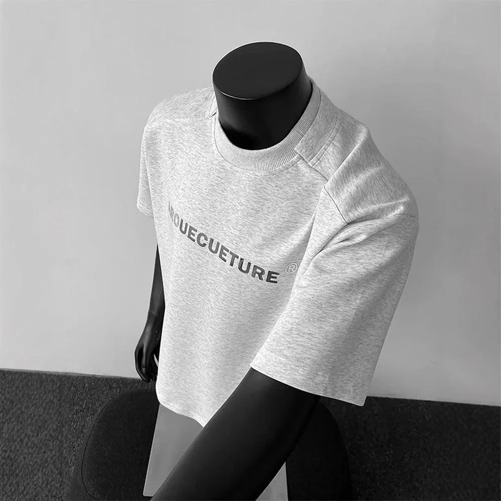 Men's white cotton short sleeve pullover shirt with regular sleeves on hanger