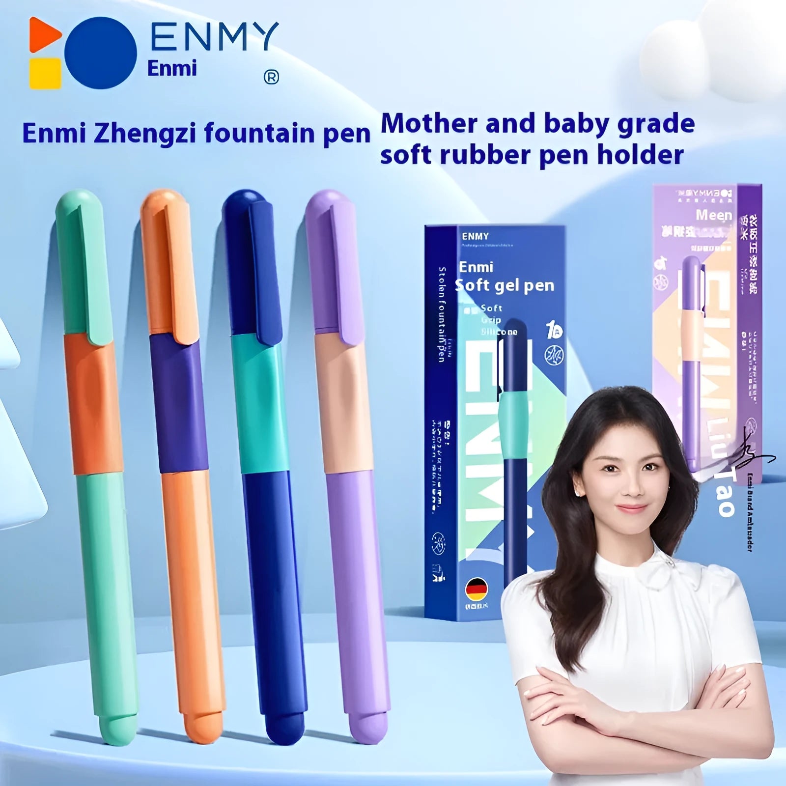 Student posture correction pen in plastic shell with ergonomic design for handwriting practice