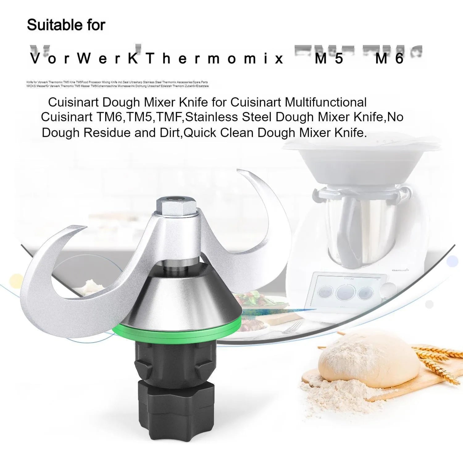 Thermomix dough knife with stainless steel handle and ceramic blade for TM5 and TM6