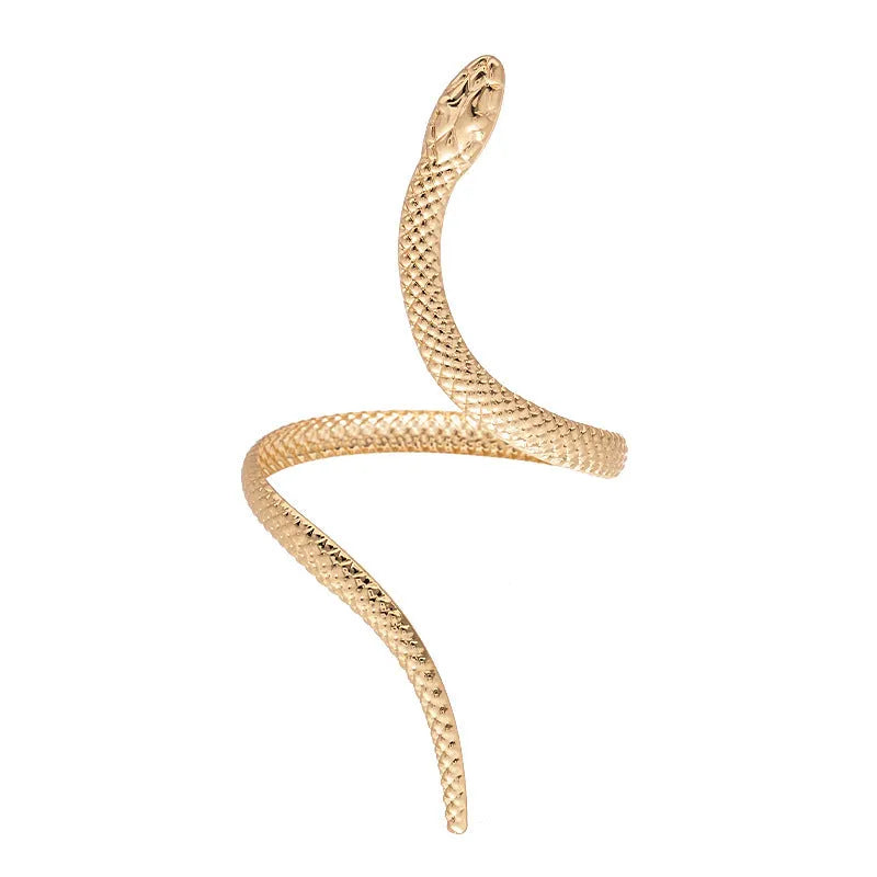 Gold twisted snake design ring and bracelet jewellery set with exaggerated winding metal construction