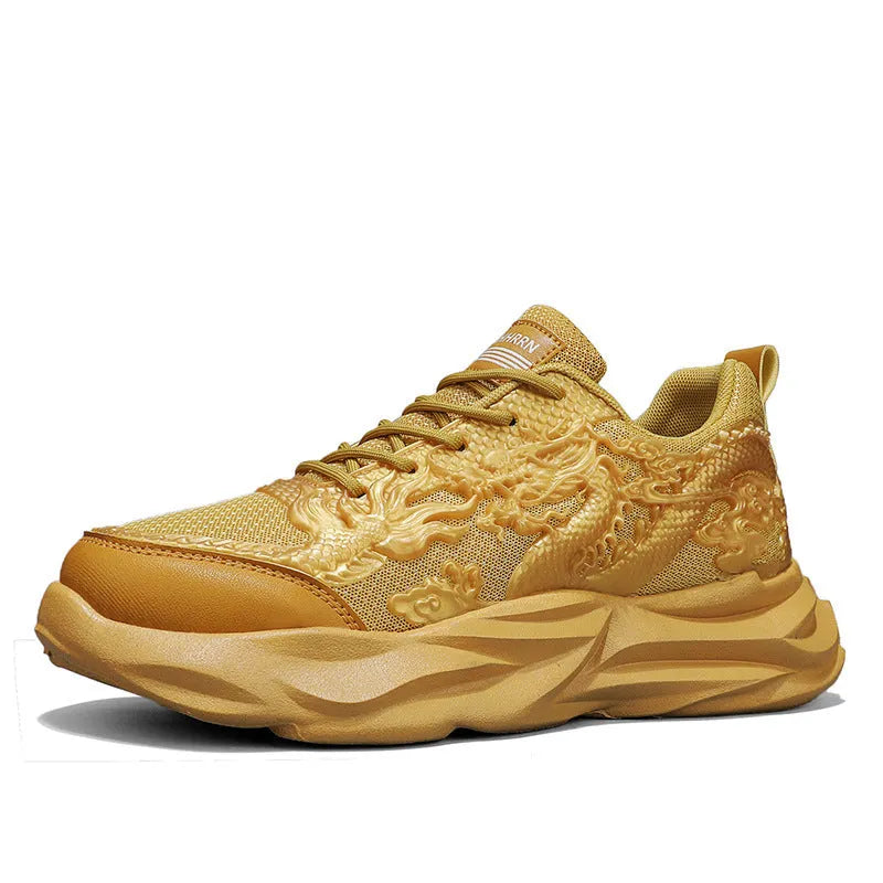 Dragon-themed casual sneakers with microfibre upper and rubber sole in Chinese Dragon design