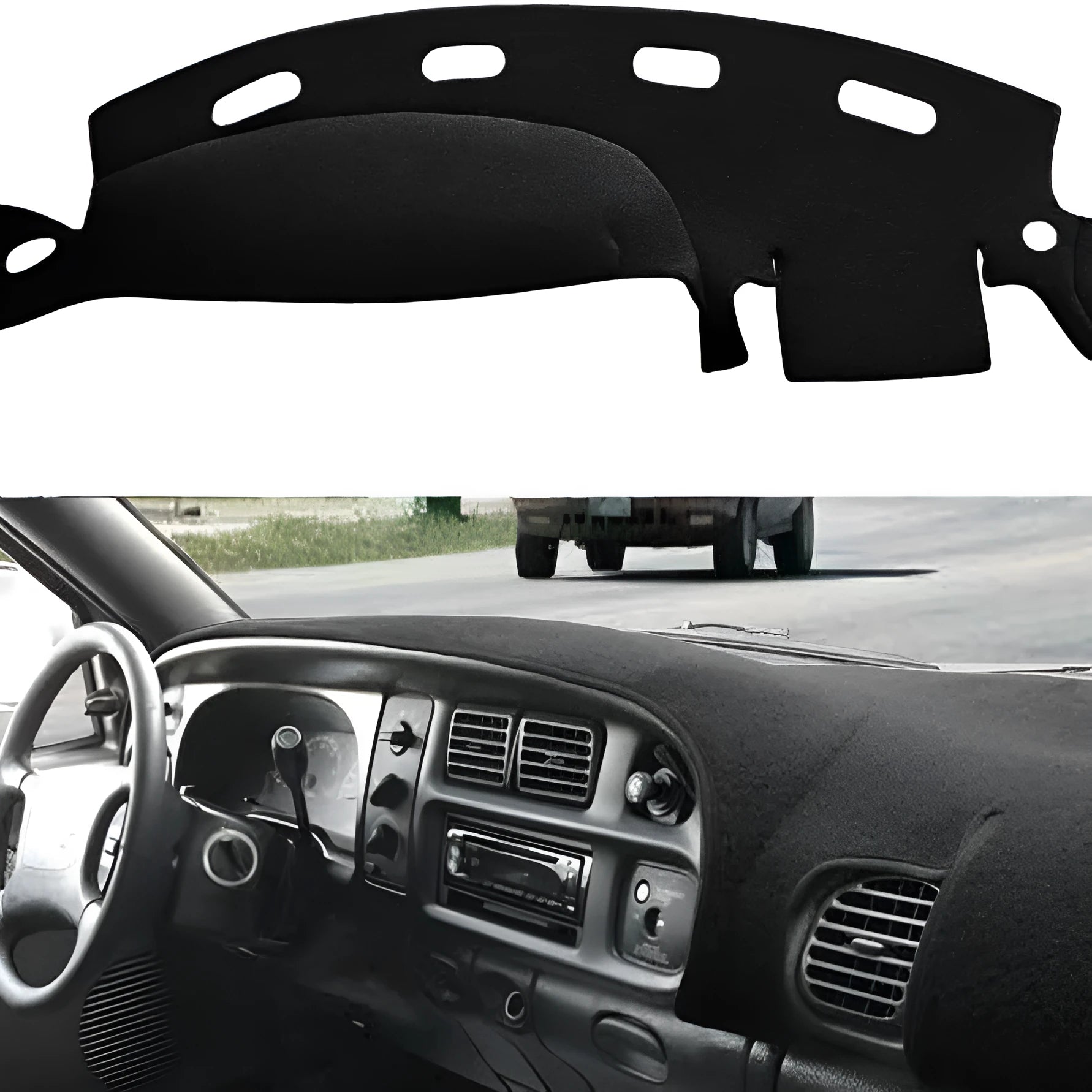 Black non-woven fabric car light repellent mat dashboard cover on vehicle dashboard