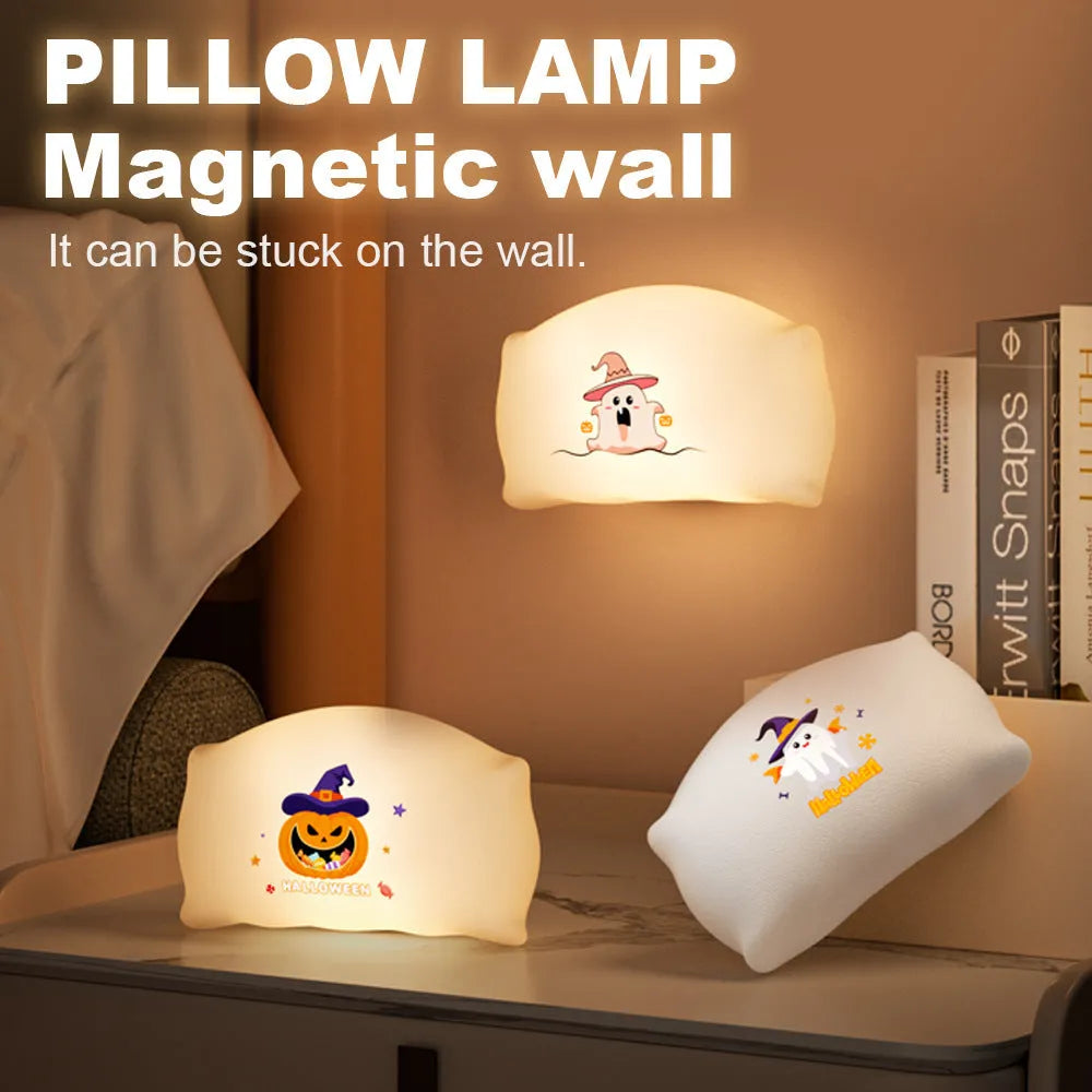 Cartoon Halloween doll table lamp with USB-C port, magic ghost design, dimensions 99x70x50mm