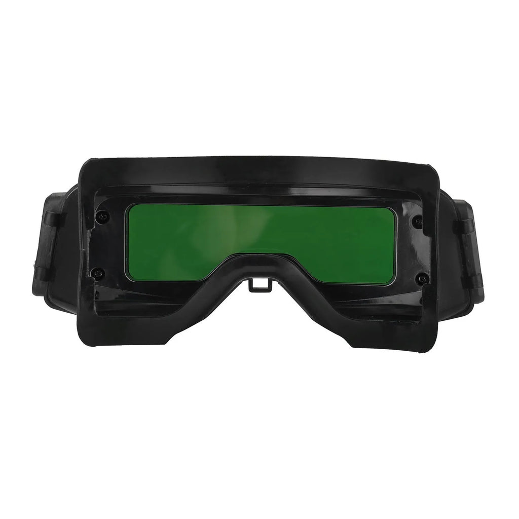 Black automatic darkening welding mask glasses with 122.5x35mm viewing area for arc welding protection