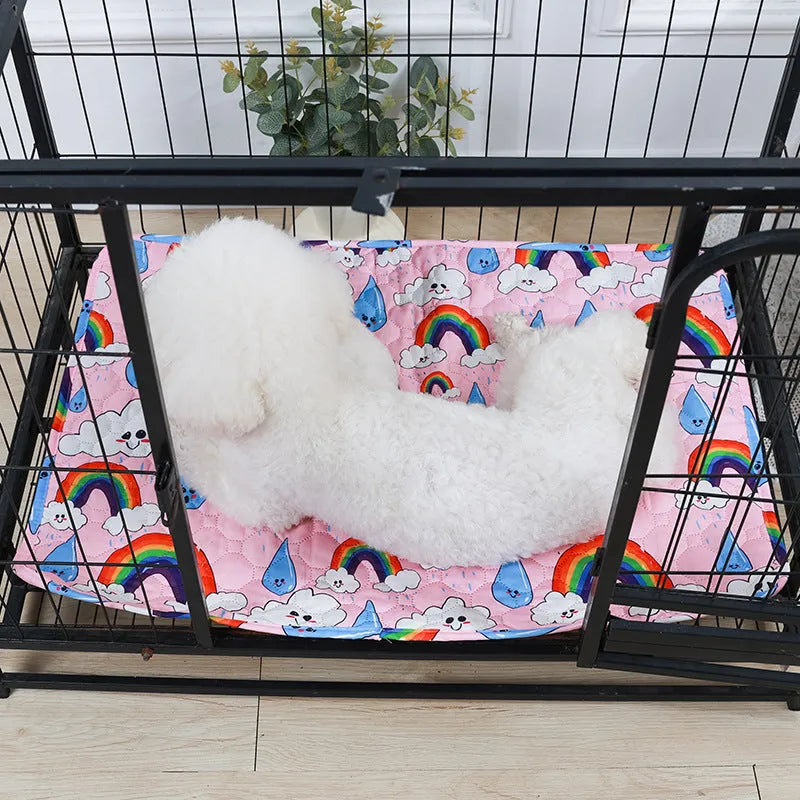 Reusable washable pet urine pad with animal pattern and waterproof gasket construction