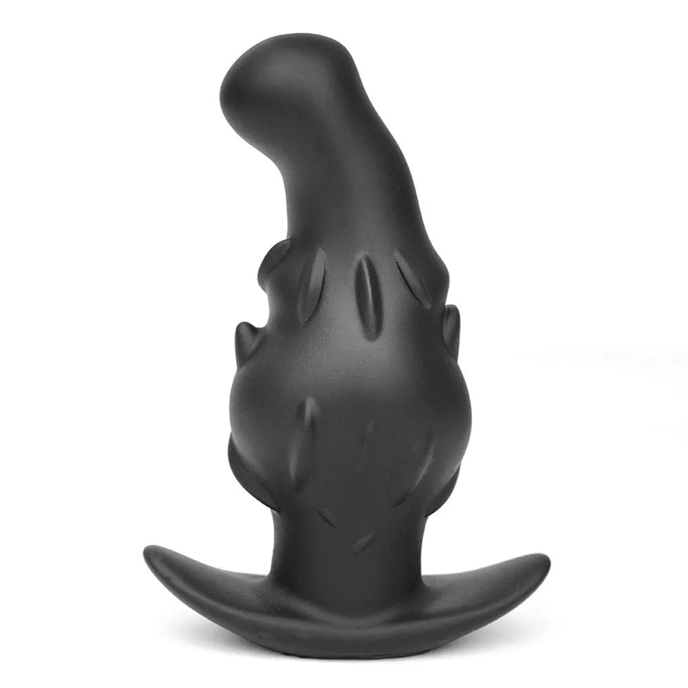 Adult liquid silicone masturbator in purple, gold, or black, shown in sizes S, M, L, XL.