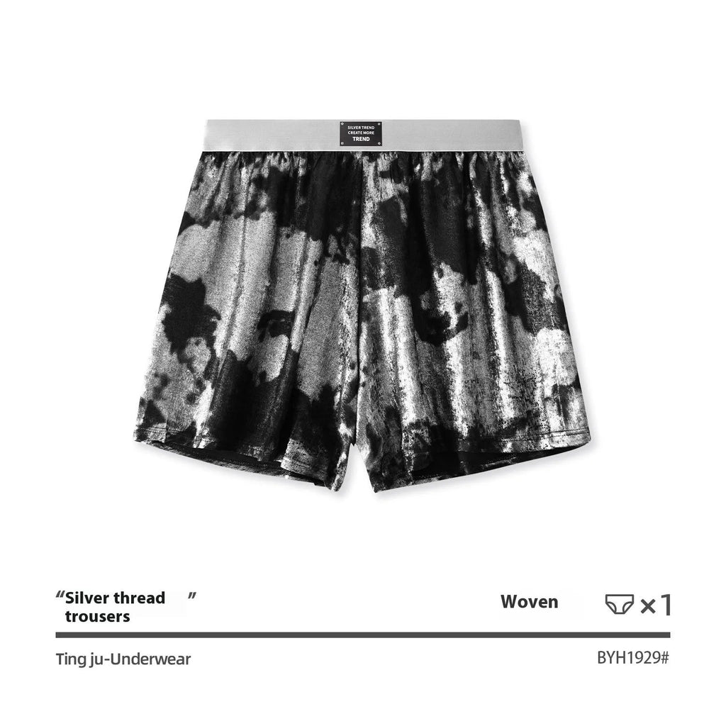 Galaxy reflective silver woven polyester underwear with mid waist design for sports