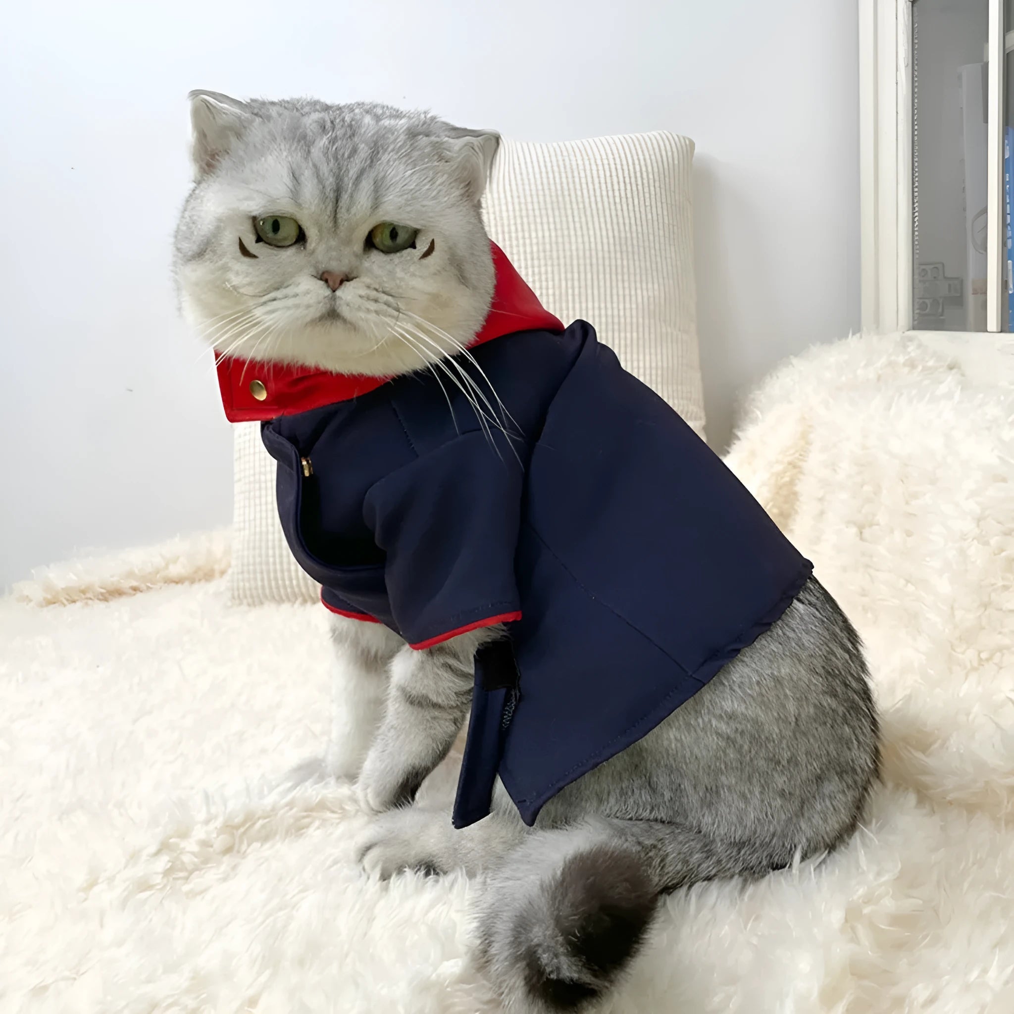 Cat and dog hoodie photo prop in tiger staff yuren colour showing hooded design