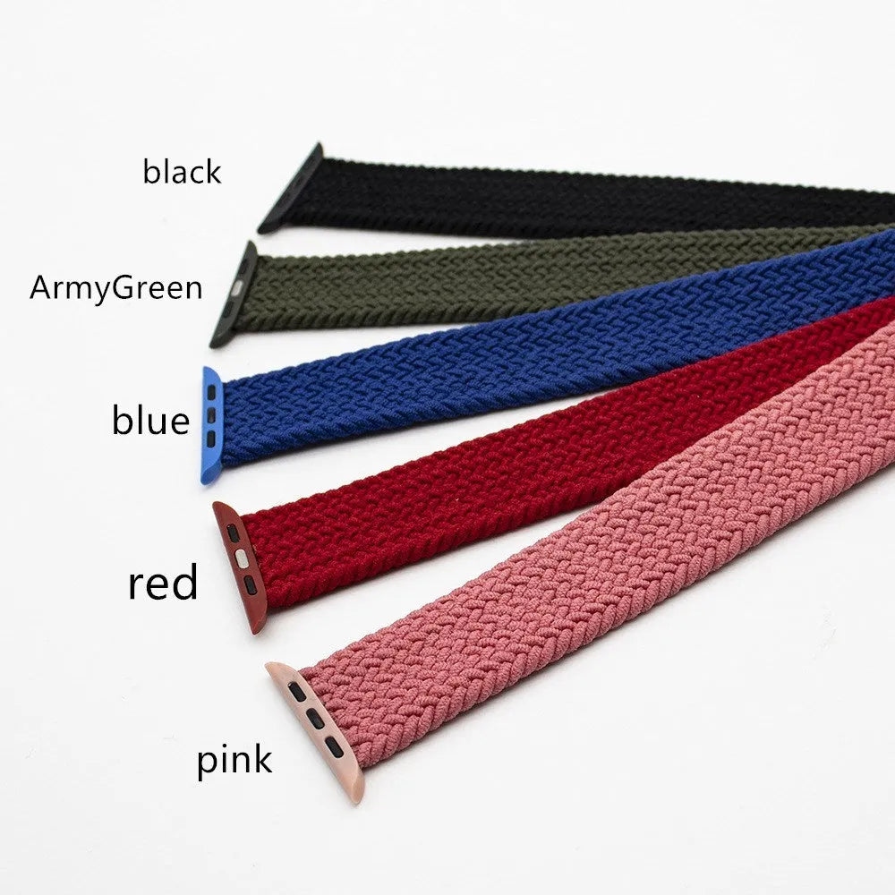 Apple Watch compatible woven nylon strap in multiple colours with plastic connector head.